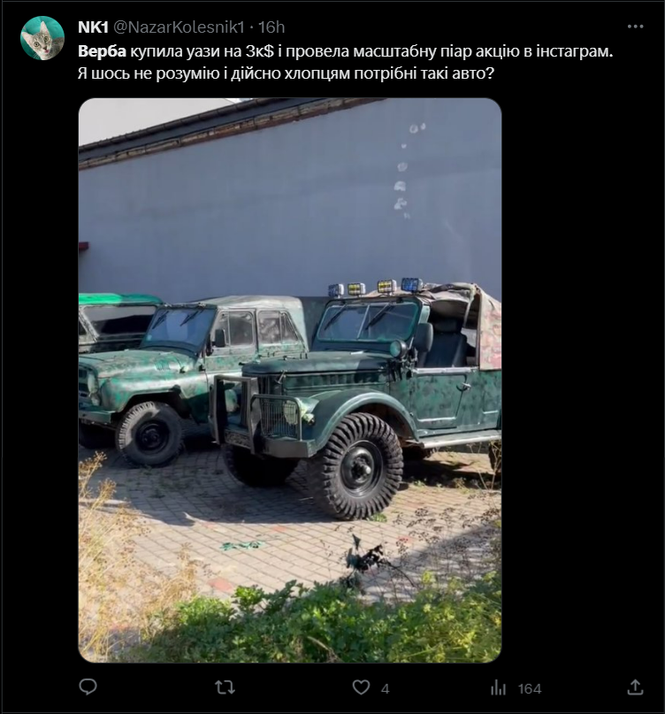 Блогерка Верба купила авто для ЗСУ та нарвалася на хейт: чому українці обурені